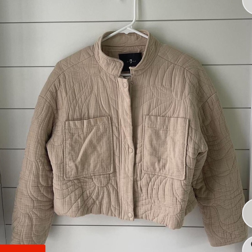 7 for all mankind Los Angeles cropped quilted zip up jacket